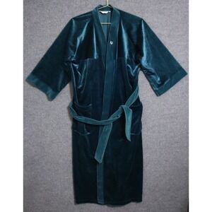 Christian Dior Robe Men One Size Green VTG Velvet Velour Ribbed Vintage **READ**